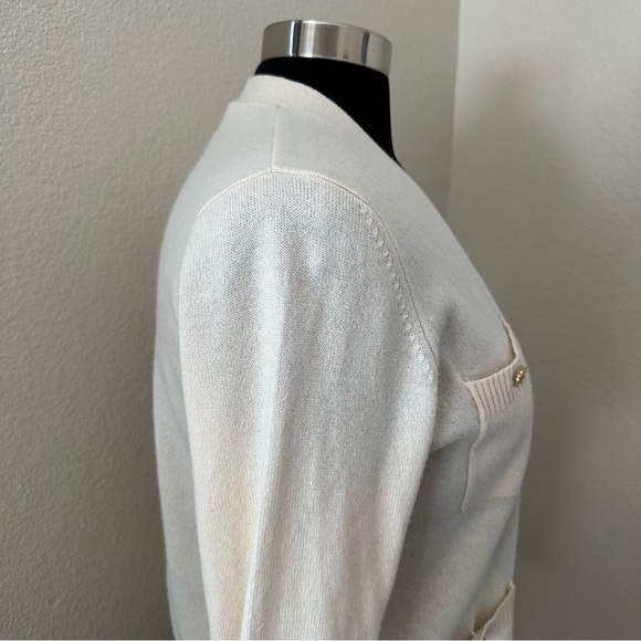 Tory Burch 100% Cashmere Women's Button Up Cream Cardigan Sweater Size M - Picture 7 of 13